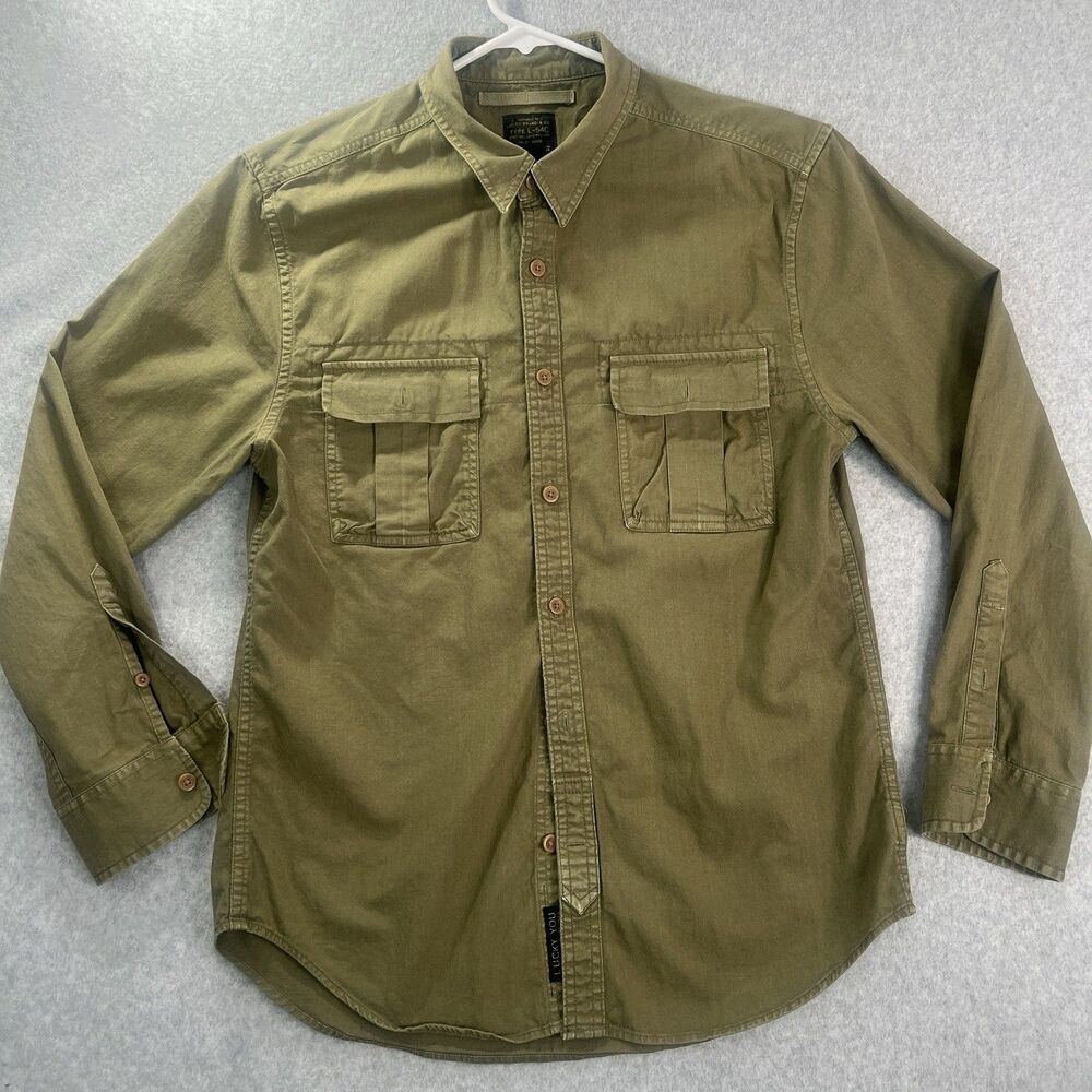 Lucky Brand Type L Utility Shirt Men's Size M Green Military Style Workwear